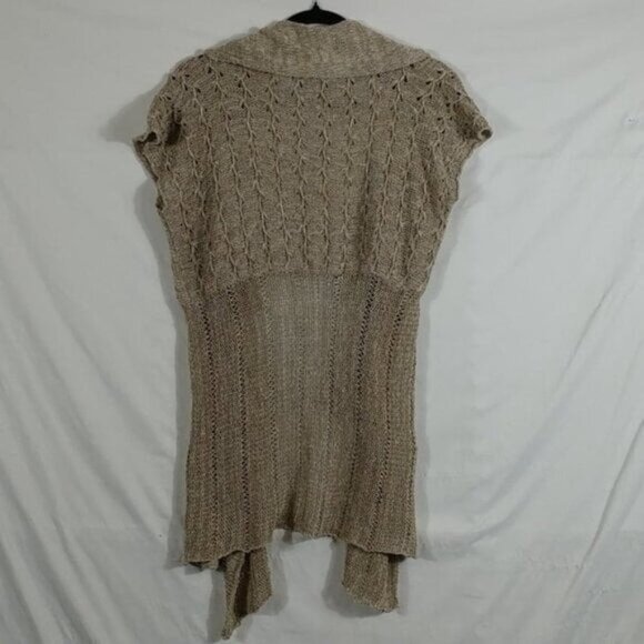 F.O.N.D. Women's Beige Open Waterfall Cardigan Lagen Look Sweater Size S/M - Picture 2 of 8